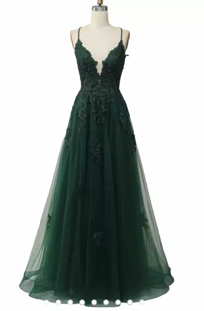 Abendkleid, Kleid A-Linie grün, Jugendweihe, Festkleid, Ballkleid Größe 32 - neu