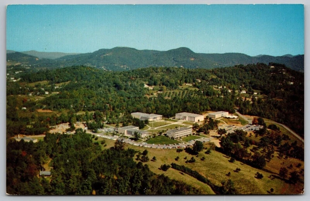 Blue Ridge Mountains NC Asheville Biltmore College Aerial View Chrome Postcard