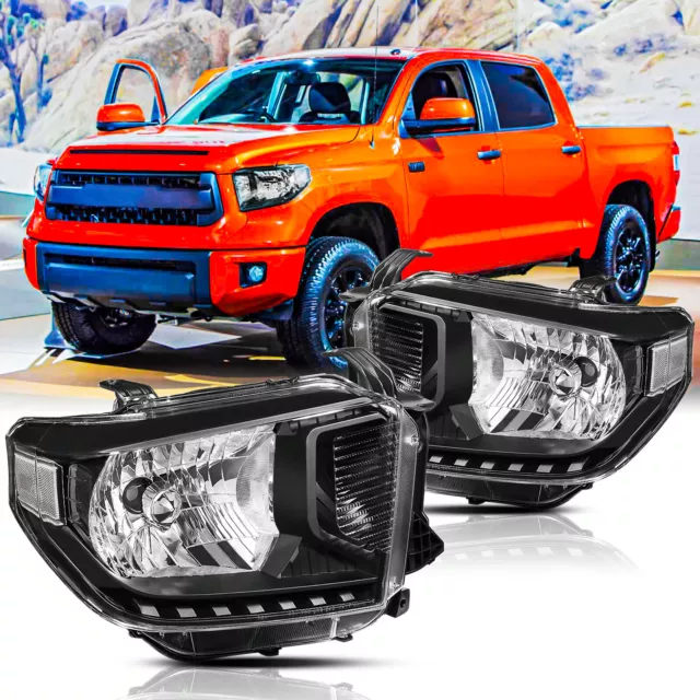 For 2014-2021 Toyota Tundra Headlights Assembly Black W/O LED DRL Left Right