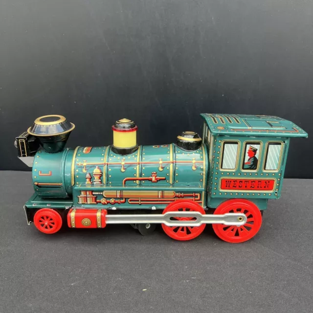 Vintage 60’s Litho Western Locomotive Tin Toy Train Modern Toys Japan