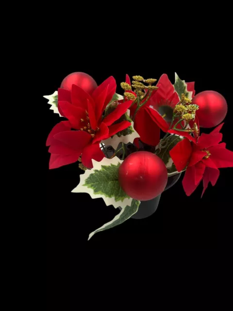 Quality Artificial Christmas  Arrangement Grave vase / Memorial / Crem Pot Red