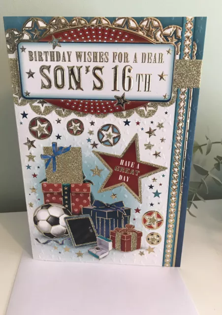 ALLES GUTE ZUM Geburtstag Sohn 16. Geburtstag Karte. "Große Karte 9"" x
