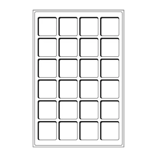 Plateaux numismatiques Leuchtturm format L à 24 cases carrées.