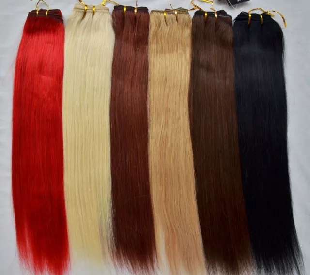 AAAAA 15"-36" Remy Human Hair Weft Weaving Extensions Straight 100g Width 59" UK