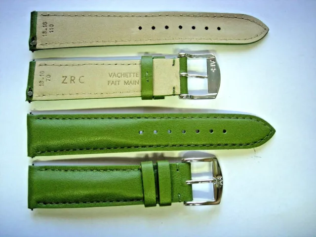 1 Bracelet ZRC 18 mm VERT FAIT MAIN strap handmade band racing watch cuir 1Chrom