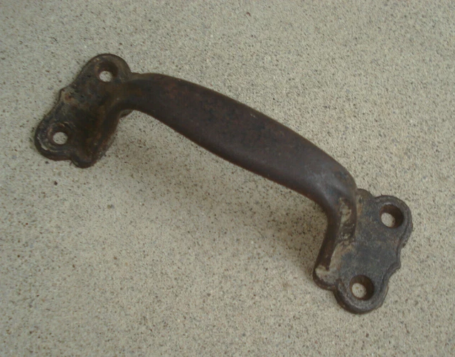 ORIGINAL ANTIQUE Cast Iron Door Pull Handle Drawer OLD ESTATE Vintage