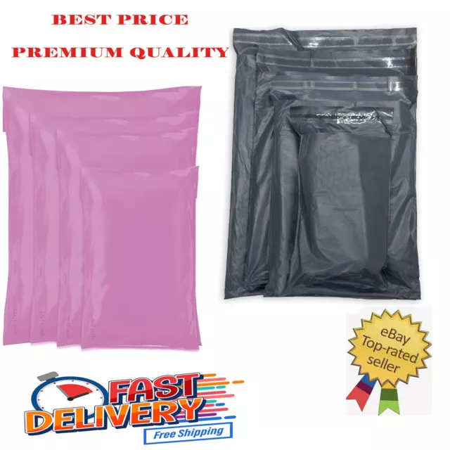 Grey Pink Mailing Bags Mixed Sizes Poly Postage Strong Self Seal Plastic Postal