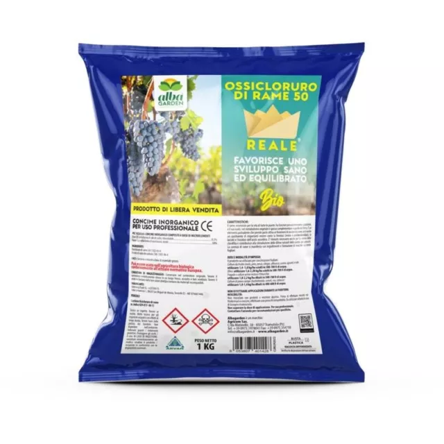 Ossicloruro di Rame 50% Concime CE Blu Biologico Vite Orto Olivo 1 Kg