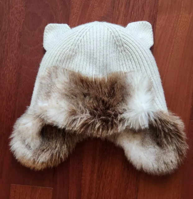 J.Crew Crewcuts Girls Fur Trapper Hat w/Cat Ears ~ Sz L/XL 8-14 years