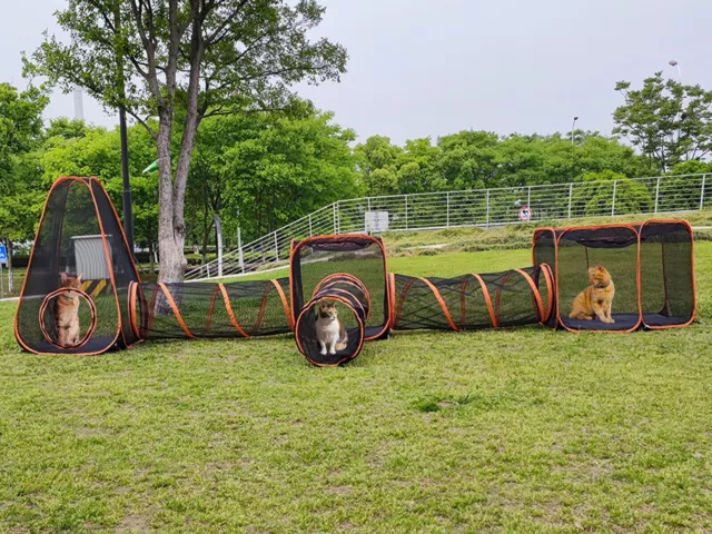 6 in1 Outdoor Portable Pet Cat Playpen Folding Play Tent Tunnel House Enclosures