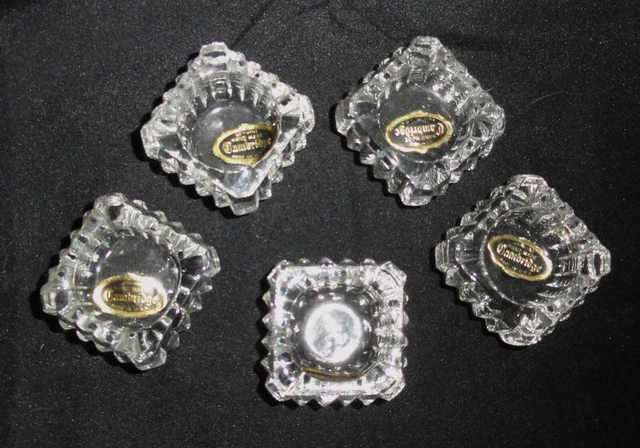 5 Cambridge Square Zipper Glass Open Salt Cellars ~ Original Tags