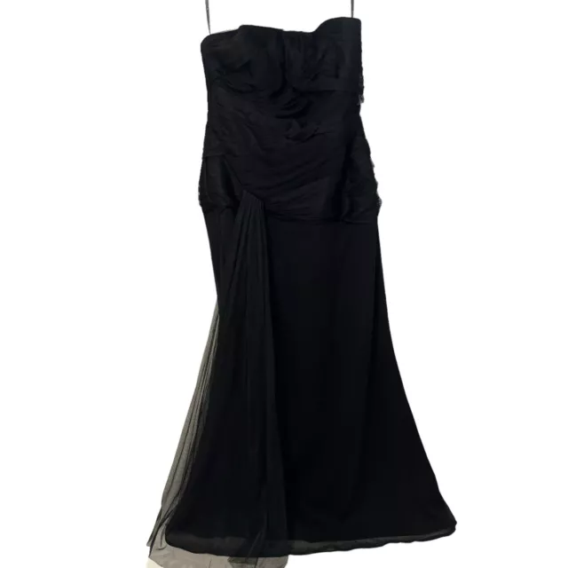 White By Vera Wang Long Evening Prom Formal Strapless Black Tulle Dress Size 12