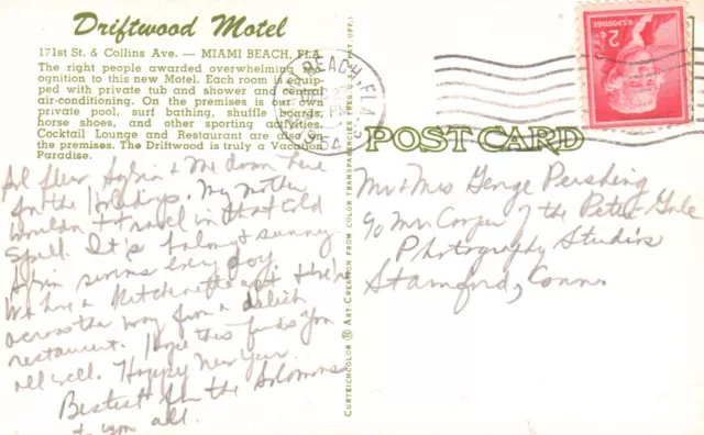 Postcard FL Miami Beach Driftwood Motel Multi View Posted 1954 Vintage PC J2639 2