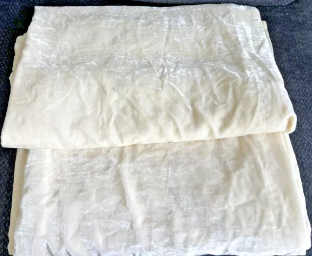 Simply Shabby Chic Set 2 Curtain Panels Ivory Velvet Velour Plush 54"x84" EUC