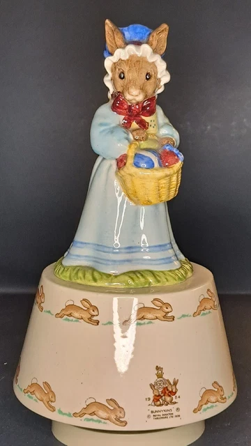 Vintage 1984 Bunnykins Royal Daulton Easter Parade Music Box  -As Is- music...