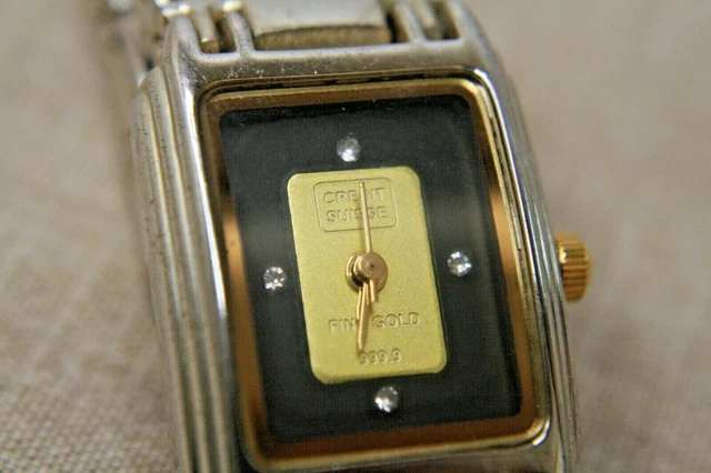 時計 CREDIT SUISSE GOLD INGOT WATCH CREDIT SUISSE GENUINE 1 GRAM 999.9 FINE GOLD INGOT WATCH
