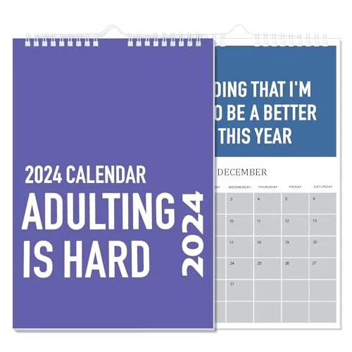 ADULTING IS HARD 2024 Calendar, 2024 Monthly Inspirational Wall