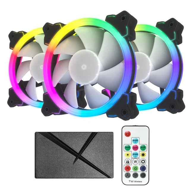 3PACK 120MM RGB Quiet Computer Case PC Cooling Fan LED With Remote
