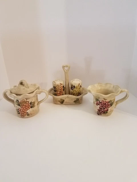Tabletops Unlimited Cabernet Grapes Pattern 5 Piece Condiment Set Tabletops Unlimited Cabernet Grapes Pattern 5 Piece Condiment Set
