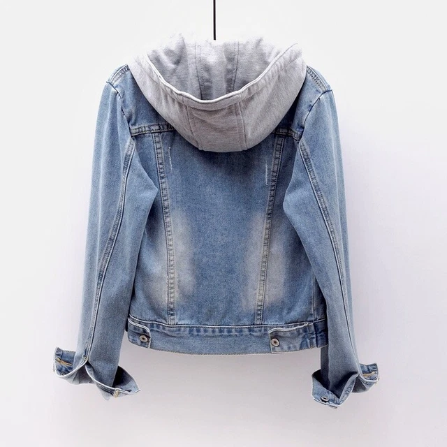 Veste jean sales capuche femme