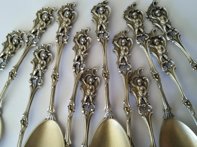 Service à Café Argenté Massif - 12 Cuillères - 200 Grammes