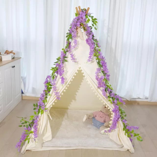 10x Artificial Fake Hanging Wisteria Flowers Vine Plant Wedding Home Party Decor 3