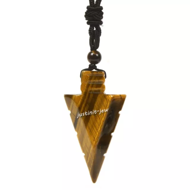 Gemstone 47mm Arrowhead Spearhead Healing Stone Crystal Amulet Pendant Necklace