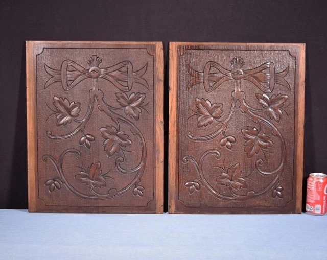 *French Antique Hand Carved Architectural Panels Solid Oak Wood Salvage 2