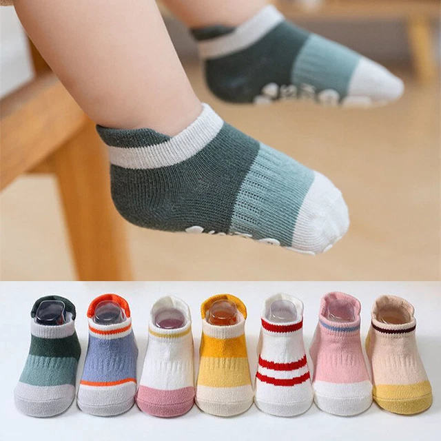 Floor Socks Kid Toddler Cotton 5 Pairs Anti-slip Non Skid Ankle Rubber Grip