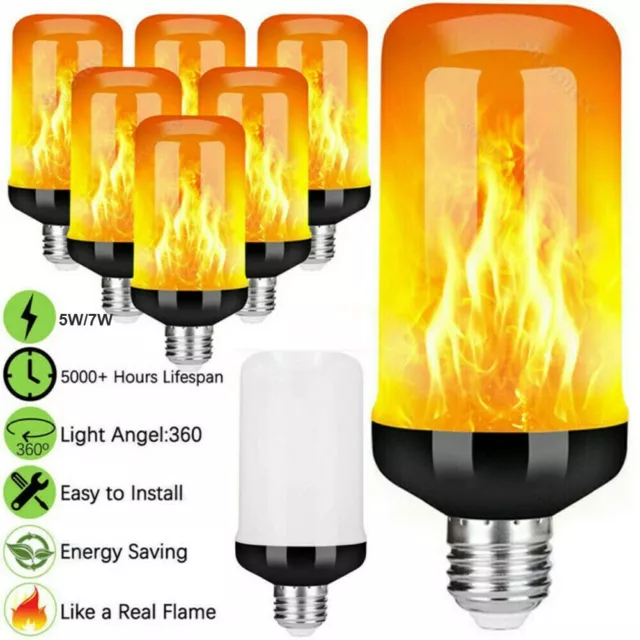 Lampe LED avec effet de flamme 4 positions - Lampe flamme feu - Ampoule  flamme LED 