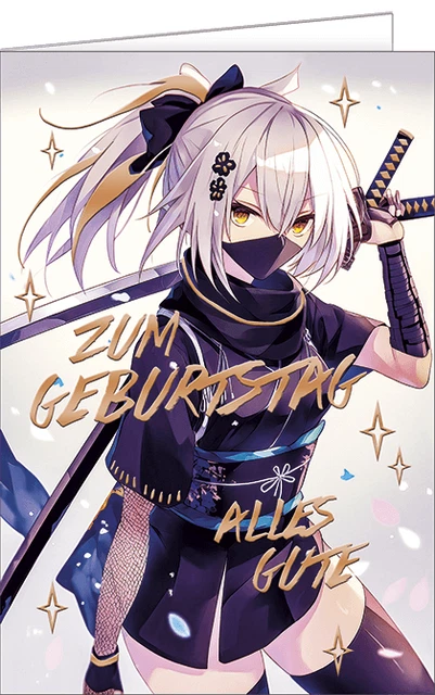 MANGA GIRL ANIME HeldinKämpferin Geburtstagskarte, Japanische Manga