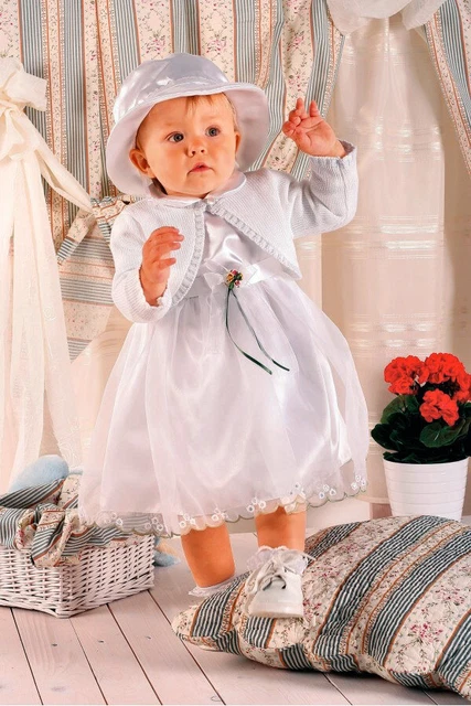 Abito da battesimo bambina (3pz) vestito femminuccia cerimonia bianco c 1170