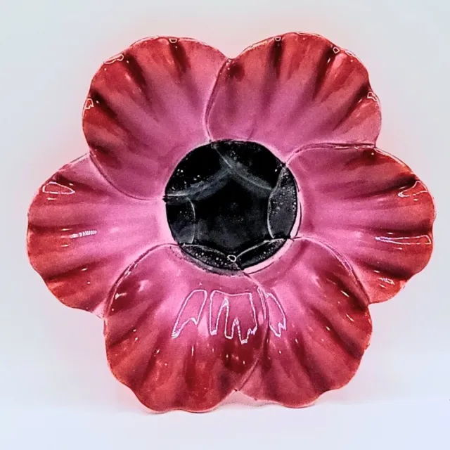 Vintage Signed Sydenstricker Flower Petal Plate Dish Red Pink Fused Glass Rare