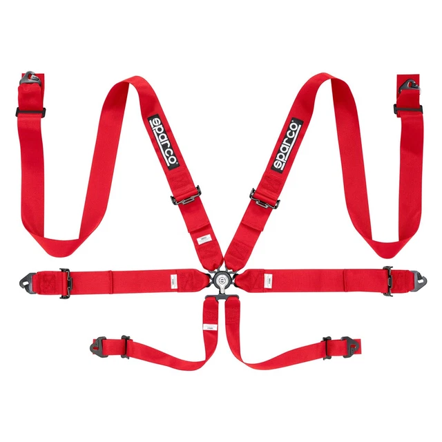 Sparco 6-Point 3" Competition Harness Set Steel Cam-Lock - Red - 04818RACRS