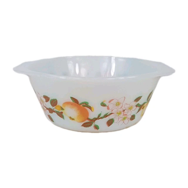 Saladier / Plat Rond En Verre Arcopal - Motif Fruits D'Automne, 22,3 Cm, Vintage