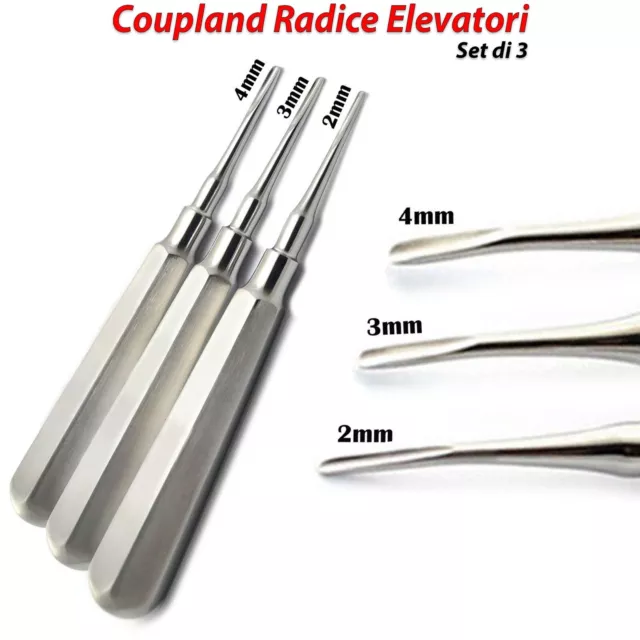 Ascensori Coupland estrazione di radici dentale Set di 3 strumenti chirurgici