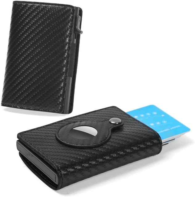 Wallet with Air Tag Holder Genuine Leather RFID Credit Card Money Holder Automat