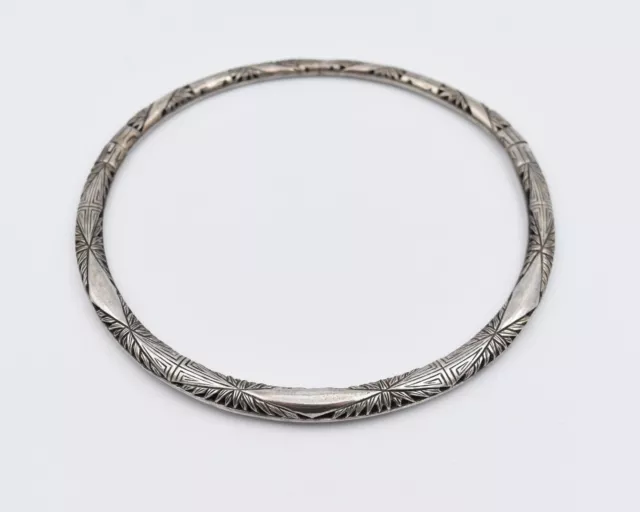 Ancien collier torque en argent décor de bambou CHINE VIETNAM