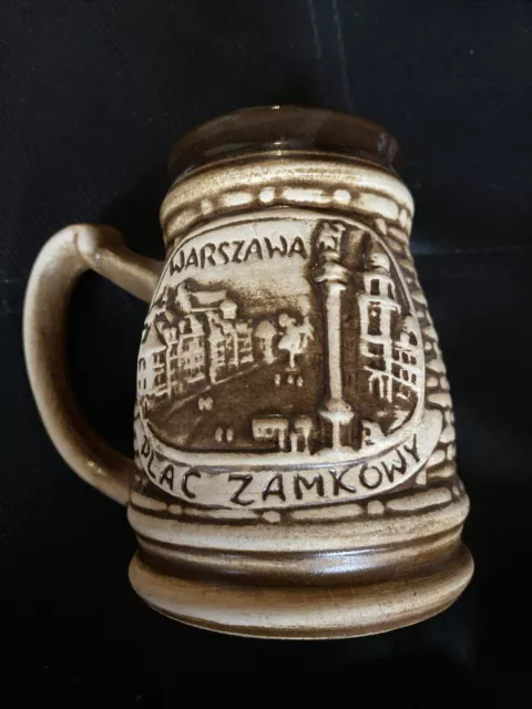 Warszawa Poland Ceramic Hand Made in Poland Collector Beer Mug Beautiful 3D