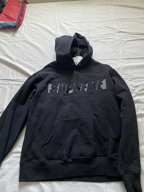 Supreme Reflective Cut Out Hoodie - Black - Size Small