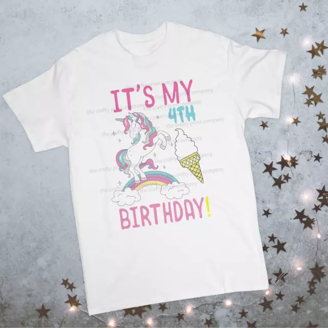 T-shirt top Unicorn BIrthday 1° 2° 3° 4° 6° 7° 8° 9° 10° bambino