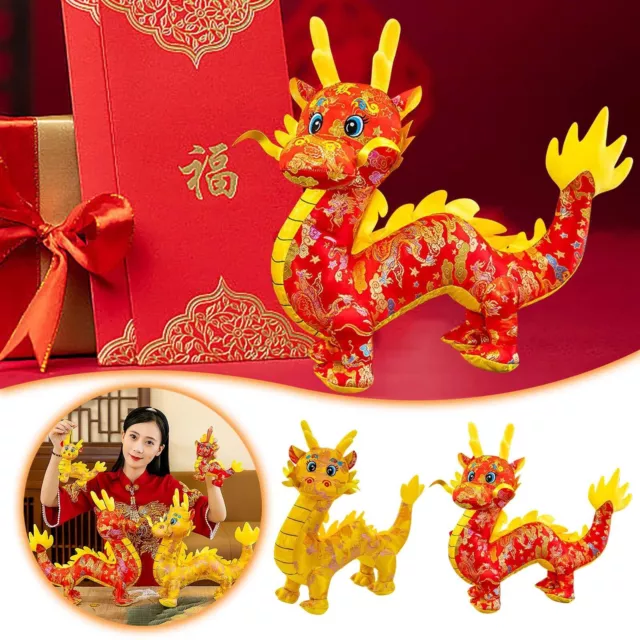 2024 NEW YEAR Chinese Dragon Satin Cloth Doll Dragon Doll Plush Toy