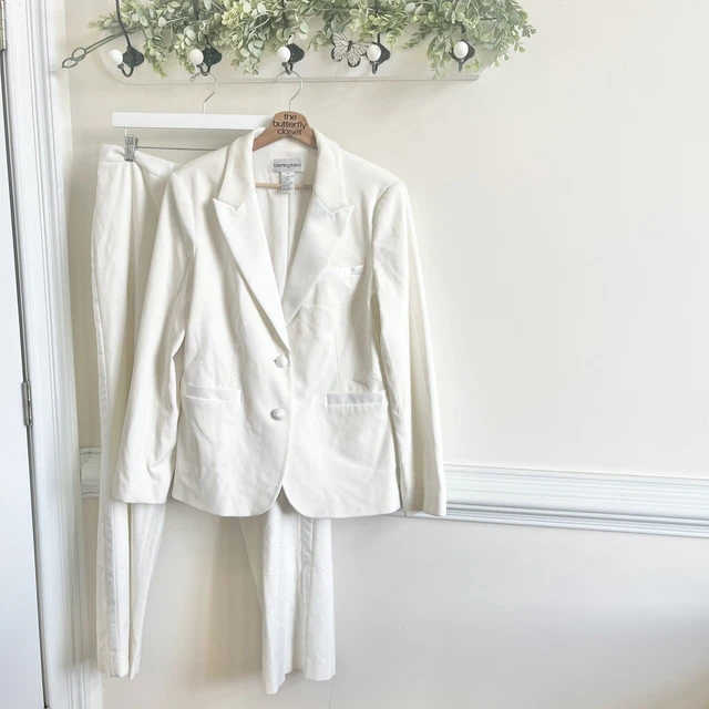 bloomingdales ivory velvet pants suit size 14