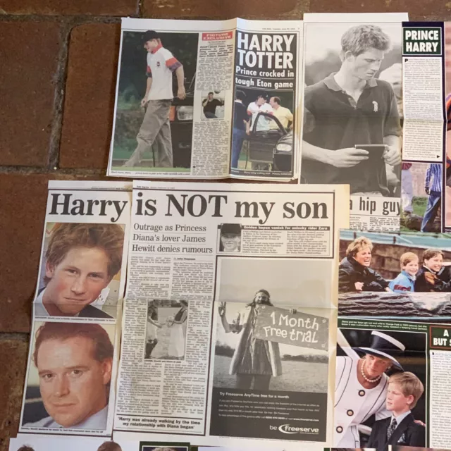 PRINCE HARRY early UK 2000's newspaper & magazine clippings articles pack 2