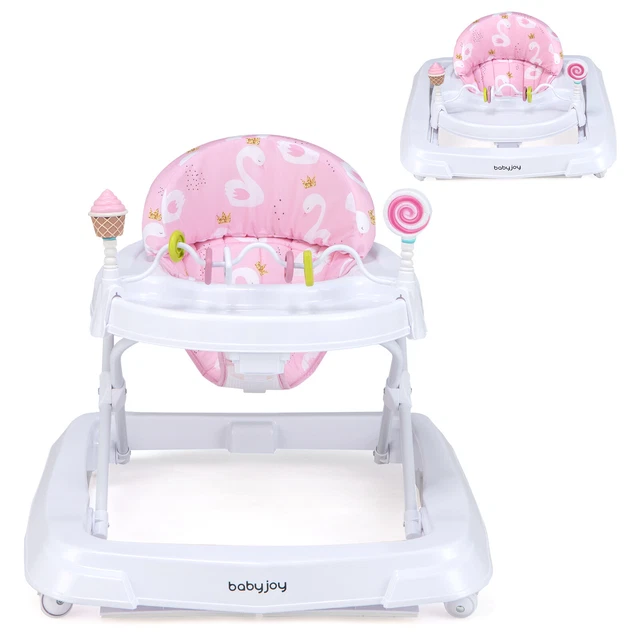 Foldable Baby Activity Walker w/  Adjustable Height& Detachable Seat Cushion