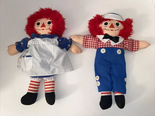 Playskool Raggedy Ann & Andy Plush Dolls 1987  12 Inch Vintage EUC