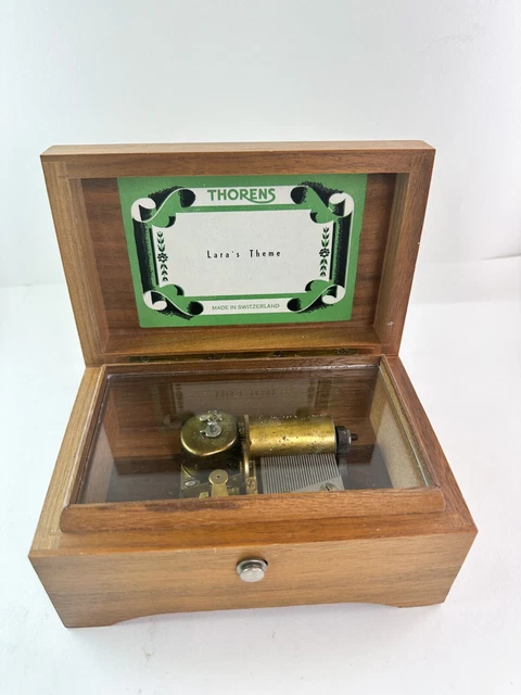 VINTAGE THORENS Music Box Lara’s Theme Cylinder Walnut Wood Swiss Movement 1960s VINTAGE THORENS Music Box Lara’s Theme Cylinder Walnut Wood Swiss Movement 1960s