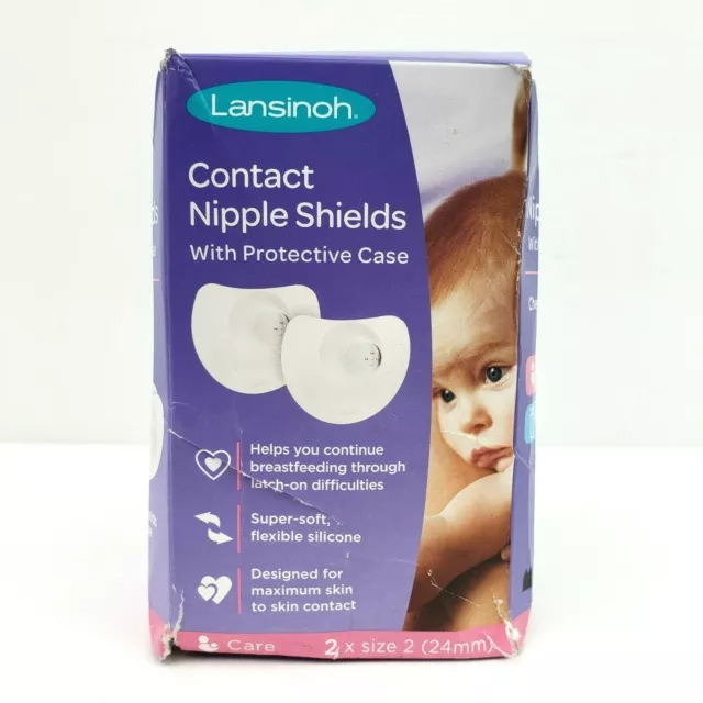 Lansinoh Contact Nipple Shields With Protective Cases Size 2 24mm 2 Pack