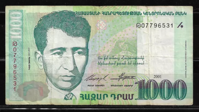 Armenia. Billete De 1000 Dram. 2.001.