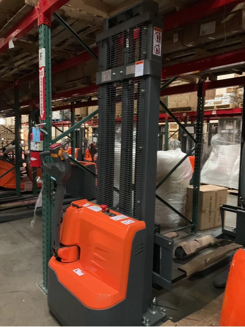 Tory Carrier Used 130" High Lift Full Electric Stacker with Straddle Legs 2640lb